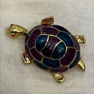 Vintage enamel Colorful Turtle Brooch